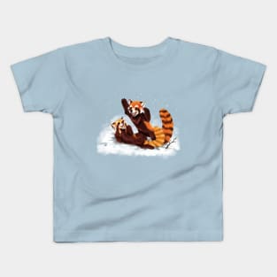 Red Pandas Playing in the Snow Kids T-Shirt